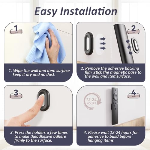 Magnetic Remote Control Holder Wall Mount Self-Adhesive, 6 Pack Upgraded Silicone Remote Organizer Storage Wall Holder for Home Office TV, Fan and Air Conditioner Remote Control Black - color: 6 Black, size: Oval