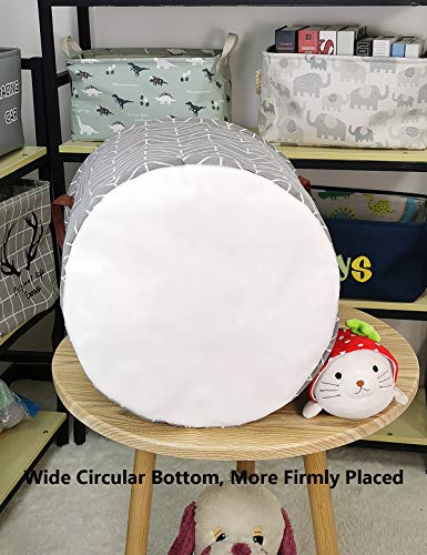 QUEENLALA Large Storage Basket,Laundry Hamper/Bathroom/Home Decor/Collapsible Round Storage Bin,Boys and Girls Hamper/Boxes/Clothing(Grey Wheat) - color: Grey Wheat