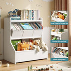 FOUCSSOMEI Kids Toy Storage Organizer, 3-Tier Toy Storage Shelf, Narrow Toy Organizer with Removable Bins, Safe Stable Design for Playroom Nursery Living Room, Patent Design - size: Small Size