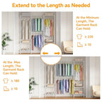 Higeego H10 Expandable Clothes Rack Clothing Rack for Hanging Clothes, Heavy Duty Garment Rack, Freestanding Wardrobe Closet Organizer with Hanger Rods, Extendable from 4.6 to 5.1 ft, White - color: White, style: 3 Row
