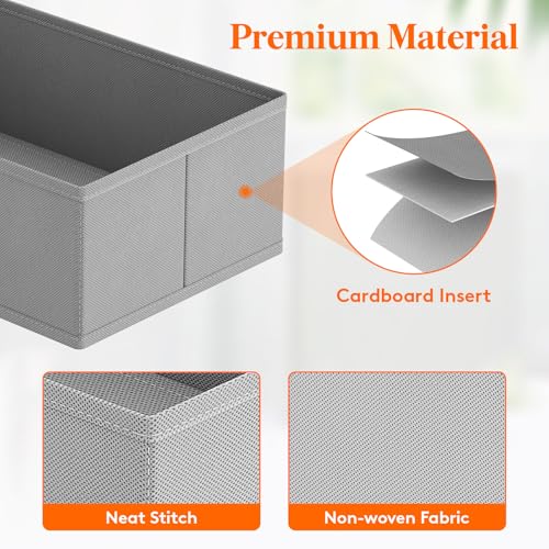 Lifewit Drawer Organizer Clothes for Closet 16 Pack, 3 Sizes Underwear Wardrobe Drawer Dividers, Fabric Foldable Dresser Storage Organizer Bins for Sock, Bra, Lingerie, Undies, Grey - color: Light Gray
