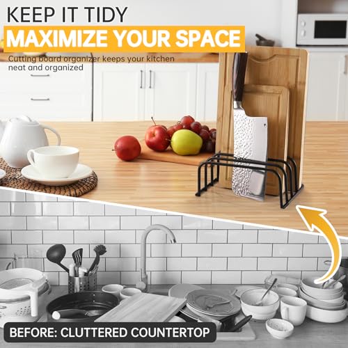 Kitchen Cutting Board Organizer Rack, 5-Slot Storage Holder for Boards, Bakeware, Cookie Sheets (1pc Black) - color: 1pc Black