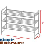 Simple Houseware 3-Tier Stackable Metal Panel Shoes Rack, Silver - color: Silver, style: Metal Panel