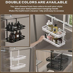 White Over Door Shower Caddy, Rustproof Bathroom Organizer, 2-Tier Storage Rack, 11.81x5.31 Inch Shelves, No Drilling Required