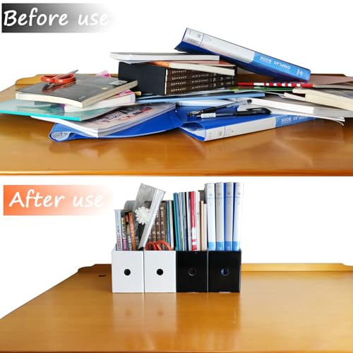 Limitliho 24 Pack Cardboard Magazine Holder, Magazine File Holder for Home, Office, Desk, 10.6'' H×10.2'' L ×3.5''W Magazine Storage Box (12 Pack White and 12 Pack Black) - color: Black and White