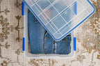IRIS USA WeatherPro 27 Qt Storage Bins with Lids, 3 Pack, BPA-Free Plastic Gasket Box with Tight Latch and Seal, Stackable Nestable Tote Tub - Clear/Blue - size: 27 Qt. - 3 Pack