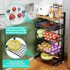 HapiRm Fruit Basket Kitchen Cart - 5 Tier Adjustable Vegetable Storage Rack, Large Capacity Rolling Kitchen Carts on Wheels for Snack Onion and Potato Storage - size: 5 Tier - Standard