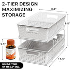 Simple Houseware 2 Tier Bathroom Organizer Tray Pull-Out Sliding Drawer, Under Sink Storage, White - color: White