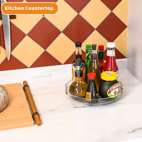 9.5" W Acrylic Clear Lazy Susan Turntable for Cabinet,Kitchen Countertop,Refrigerator and Pantry Organization Storage,1 Tier Small Spinning Organizer for Vitamin,Medicine,Spice Rack & Organization - size: 9.5"W-1Tier-1 Pack