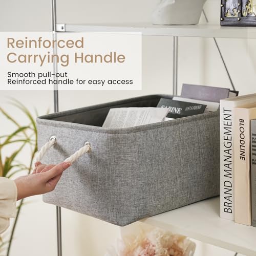 Large Storage Baskets- 15.7x11.8x8.26 inch Storage Bins for Shelves and Closet Organizing, Foldable Fabric Bin for Home Organization Clothes and Laundry (3-Pack, Gray) - color: Gray-3P, size: 15.7inX11.8inX8.26in-3P