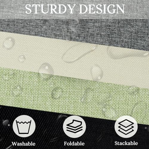 Storage Bins with Zipper Lid Foldable Fabric Lidded Storage Boxes Baskets Cubes Washable Collapsible PU Leather Handle Cotton Linen Fabric Shelf Closet Organizer Container(Black, Small Size) - color: Black, size: Small ( Set of 1 )