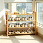 4-Tier Shoe Rack Bamboo Shoe Organizer Free Standing Shoe Storage for Entryway, Closet, Hallway, Bathroom and Living Room, Natural - size: 4 TIER