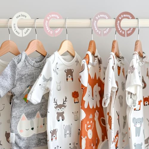 Hecila Baby Closet Dividers Baby Closet Dividers for Cloth 8PCS Unisex Round Double-Sided Clothes Size Divider Child Clothes Organizers Labels Wardrobe Organizer Hanger Divider from Newborn to Toddler