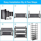 8 Tier Metal Sturdy Shoe Rack for Entryway/Closet, Stores 16-20 Pairs of Shoes, Multi-use Shelf Organizer for Space Saving Storage - size: 8 Tier