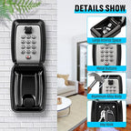 Key Lock Box for Outside, Sturdy Waterproof Wall Mount Lock Box for House Key, 12-Digit Combination Resettable Large Capacity Security Lockbox for Home, Garage, Office, Warehouse - color: A-Grey
