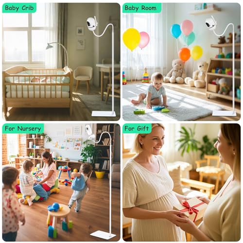 69" Adjustable Height Floor Stand for Hello Baby Monitor, Gooseneck Swivel Holder Mount with Stable Base for HelloBaby,Nanit Pro,Owlet, Motorola,VAVA,1/4 Thread Connection, Universal Monitor Mount
