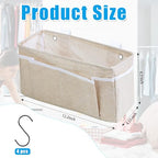 Bedside Caddy Bedside Storage Organizer, 2 Pack Wall Hanging Storage Bag for Bunk bed Hospital Beds Dorm Bed Rails, Holders Books Glasses Phones Magazine(Beige)