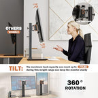 Single LCD Computer Monitor Free-Standing Desk Stand Mount Riser for 13 inch to 32 inch screen with Swivel, Height Adjustable, Rotation, Vesa Base Stand Holds One (1) Screen up to 77Lbs(HT05B-001)) - color: Black