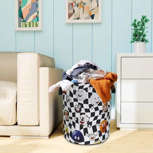 Ball Laundry Basket Oxford Cloth Funny Various Types Of Balls Laundry Hamper With Handle Foldable Portable Clothes Storage Basket 18.9 X 16.5 Storage Bag For Laundry Room/Bathroom/Bedroom/Dormitories - color: Funny Ball