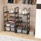 5-Tier Small Shoe Rack, Metal Stackable Kids Shoe Shelf Storage Zapateras Organizer,Narrow Shoe Rack Sturdy for Closet Hallway Entryway Living Room Bedroom (Black) - size: 5-Black
