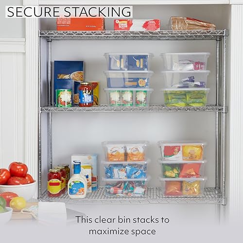 Rubbermaid Cleverstore 6 Qt Clear Storage Bins with Lids, 12-Pack, Stackable, BPA-Free, Made in USA - size: 6 Qt - 12 Pack