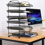 Simple Houseware 3-Tier Stackable and Sliding Desktop Document Letter Tray Organizer, Black