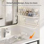 Suction Cup Shower Caddy, Removable Bathroom Organizer Shelf for Shower Storage, No Drilling Clear Square Shower Shelves, Large Capacity & Reusable, Home & Kitchen White - color: White