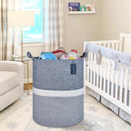 COMSE Extra Large Blanket Basket, Tall Woven Storage Basket, Nursery Hamper, 15.7”x 21.7”, Cotton Rope Laundry Hamper for Toys Clothes Towels, Blend Navy Blue/White - color: Blend Navy Blue & White