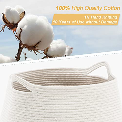 Cotton Rope Laundry Hamper by YOUDENOVA, 105L - Woven Collapsible Basket Clothes Storage for Blankets, Room Organizing, Bedroom Storage, – Brown & White - color: Brown