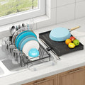 ANTOPY Dish Drying Rack in Sink, Expandable Rustproof Dish Rack for Kitchen Counter, Over The Sink Dish Drainer with Utensil Holder, Cup Rack, Drainboard, Space Saving Dish Dryer Rack for Inside Sink - style: In Sink (Medium)