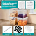 Sorbus Food Storage Containers - Pack of 6 - Air Tight, Four-Way Snap Lids Keeps Food Fresh - Store Cereal, Pasta, Flour, Nuts, Candy - Durable Plastic Kitchen Pantry Bins - size: 6 Pack