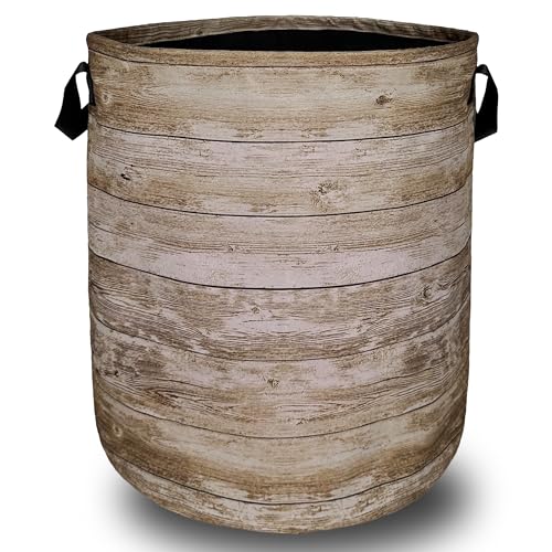 Wood Grain Laundry Basket Foldable With Handles Tree Stump Texture Tote Bag Oxford Cloth Colorful Laundry Hamper Clothes Toy Storage Bucket For Bathroom/Laundry/Bedroom 18.9" x 16.5 " - color: Tree Stump Wood Grain Printed
