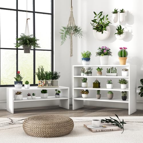 Tangkula 6-Tier Stackble Shoe Rack for Closet, Space Saving Wooden Corner Shoe Storage Shelf for 18 Pairs, 3-in-1 Adjustable White Shoe Organizer for Front Door Entryway - color: White