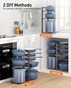 ORDORA Pots and Pans Organizer under Cabinet, 20.8" Height Heavy Duty 120LBS Pots Pans Organizer Rack for Cabinet 8-Tier Adjustable for Big Stockpots, Dutch Oven, Cast-iron Pan, Heavy Cookware, Bronze - size: L-21"H-HeavyDuty-Bronze