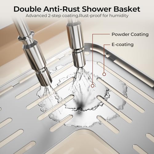 Orimade Rustproof 3 Tier Floor Standing Corner Shower Caddy Organizer with Toothbrush Holder, Large Spacing Floor Shower Shelf Rack Storage Stands with Hooks for Bathroom Kitchen, Silver - color: Sliver, size: 3 Tier