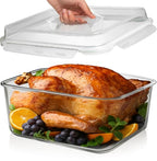 6500 ML / 220 oz / 28 Cup LARGE Glass Food Storage Container with Airtight Locking Lid. Ideal Storing food, Vegetables, Fruits. Baking Casserole, Lasagna, Roasting Turkey, Chicken BPA Free Oven Safe - size: 6500 ml
