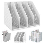 Lemical Magazine Holder 4 Vertical Compartments Collapsible Magazine File Holder Space Saving Rack Home Kitchen Desk Organizer No Need Assemble Gray - color: light gray - 4 parts