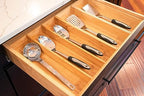Umilife Bamboo Kitchen Utensils Organizer, 13 Inch Drawer Dividers for Silverware, Extra Deep Holder, with Non-Slip Feet, Wood Caddy for Flatware Cutlery - size: 13 x 17 inch (3 Slots)