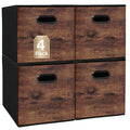 Fabric Storage Cubes, Collapsible Imitation Wood Organizer bins with 2 Handles - Set of 4, Fit Cube Storage Unit, for Clothes, Bedroom, Brown and Black (Large-12.6in x 12.6in x 12.6in-4 Pack) - size: Large-12.6in x 12.6in x 12.6in-4 Pack