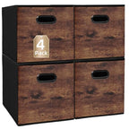 Fabric Storage Cubes, Collapsible Imitation Wood Organizer bins with 2 Handles - Set of 4, Fit Cube Storage Unit, for Clothes, Bedroom, Brown and Black (Large-12.6in x 12.6in x 12.6in-4 Pack) - size: Large-12.6in x 12.6in x 12.6in-4 Pack