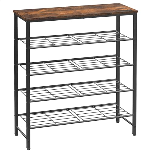 Kitsure Shoe Rack for Closet, Rustic Brown Shoe Organizer with Leveling Feet, Sturdy & Rust-Proof Shoe Storage for Entryway, Bedroom, Living Room, 29.5" x 11.4" x 31.2", Brown - color: Brown, size: 29.5" x 11.4" x 31.2"