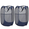 Larpur Popup Mesh Laundry Basket, Collapsible and Portable Clothes Washing Laundry Hamper with Reinforced Carry Handle (Blue*2) - color: 2*Blue