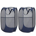 Larpur Popup Mesh Laundry Basket, Collapsible and Portable Clothes Washing Laundry Hamper with Reinforced Carry Handle (Blue*2) - color: 2*Blue