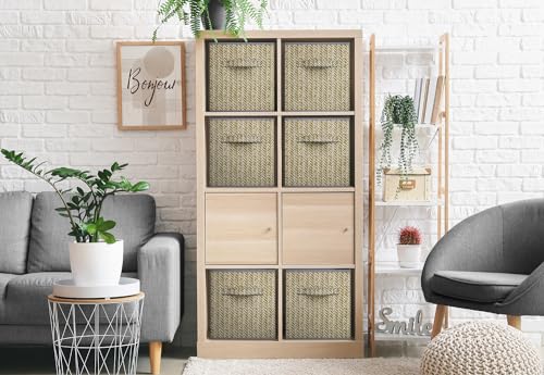 Sorbus Foldable Storage Bins - 11 Inch Sturdy Collapsible Fabric Storage Cubes with Handle - 4 Baskets for Organizing Clothes & Toys - Organization & Storage Baskets for Shelves, Pantry, Closet, Cubby - color: Woven Gray