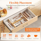 Lifewit 2.4" High 8 Pack Bamboo Drawer Dividers 33-42cm/13-16.5" Adjustable Wooden Drawer Organizer for Clothes/Utensils, Expandable Drawer Separator for Dresser/Kitchen/Bedroom/Office Organization - size: 2.4"H, 13-16.5"L