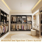 Unikito 100 Inch Large Closet System, 8.3FT Wood Closet Organizer Kit with 8 Hanging Rods, Adjustable Walk in Wardrobe Closet Tower, Sturdy Luxury Clothes Garment Rack, Easy Assembly, Set of 4, Black - color: Black, size: 100 Inch