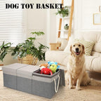 Extra Large Dog Toy Basket With Lid, Foldable Dog Toy Box for Living Room Area, 29.5" Basket for Dog's Toys, Clothes, Organizers and Storage with Hard Board, Anti-slip for Pet Supplies