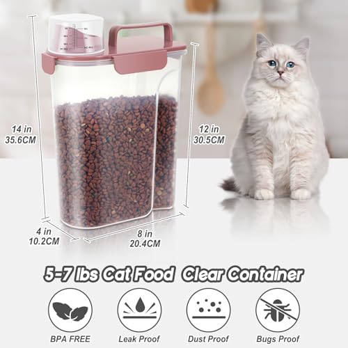 LEAWALK 5Lbs Airtight Cat Dog Food Storage Container with Upgraded Large Nozzle BPA-Free, Pet Food Storage Containers for Rice, Grain, Pet Food, Flour, Dog Treat Storage (Pink, 5L-1pack) - color: Pink, size: 5L-1pack