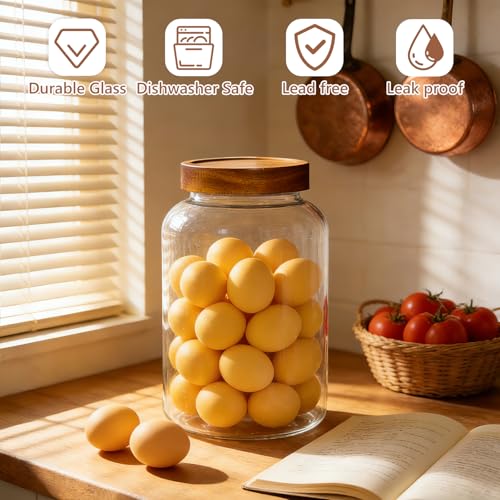 KEYWING 1 Gallon Large Glass Jars With Airtight Lid, 2Pcs Glass Food Storage Containers With Lids, Flour Rice Contianers for Pantry Kitchen Organization Egg Cookie Sugar Cereal (128 oz /3800ml) - size: 1 Gallon/ 128 Fl.oz