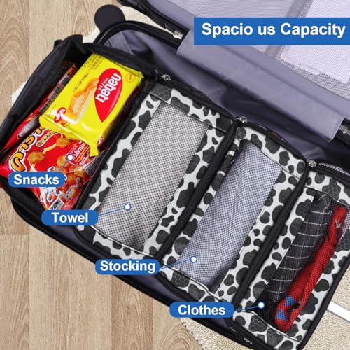 Olosar Suitcase Organizer, Travel Luggage Organizer Portable Hanging Travel Shelves Collapsible Hanging Packing Cubes for Carry on Suitcase - color: Cow Pattern-S, size: Small